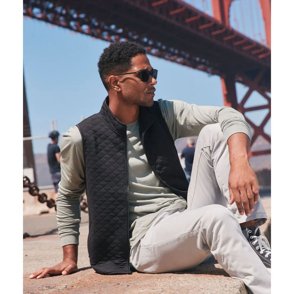 MARINE LAYER Vest Mens XL Dark Navy Zip Up Quilted CORBET $138